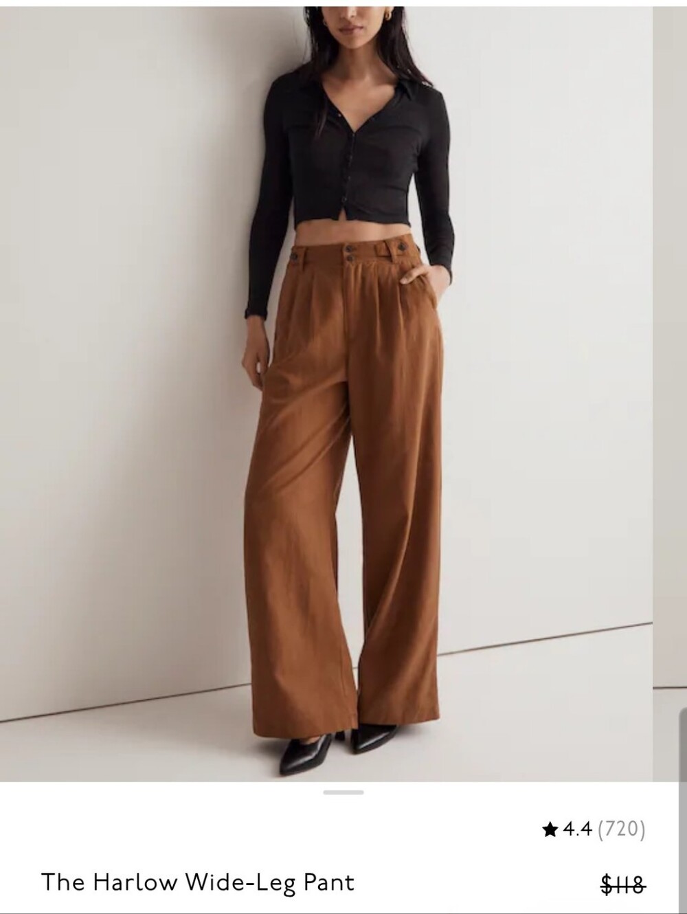 Madewell Harlow Wide-Leg High-Waist Pants in Brown 4P - Picture 12 of 14